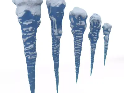 Icicle ice set cartoon 3D model