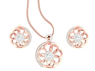 Flower Light wt Pendant Earrings Set 3dm stl obj mtl gltf glb  3D print model