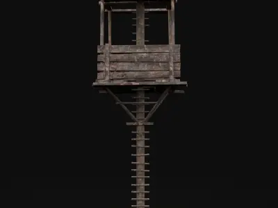 Next Gen AAA Fantasy Wooden Watchtower Low-poly 3D model