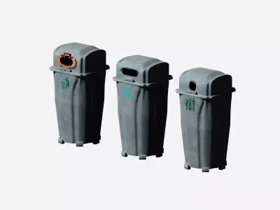 Outdoor plastic cage type circular recycling bin Low-poly 3D model