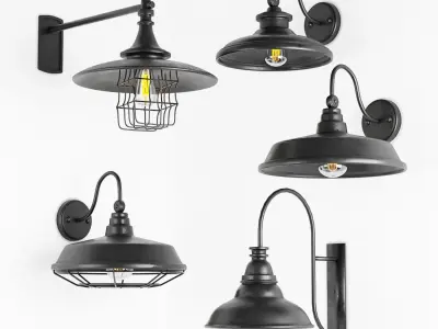 10 barn outdoor lights Low-poly 3D model