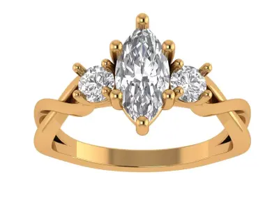 Marquise Solitaire Ring 3D print model shop