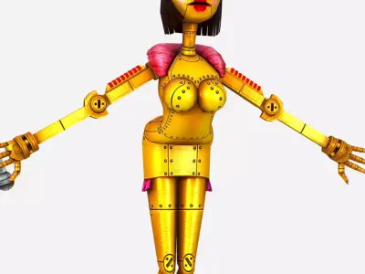 Golden Musical Robot Drone - Babe G1 Low-poly 3D model