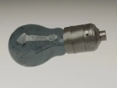 Vintage incandescent lightbulb and holder Low-poly 3D model
