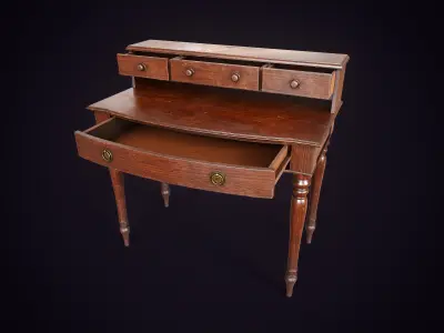Vintage Secretary Desk Low-poly 3D model