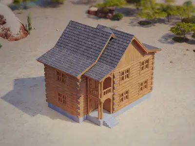 Model Railway HO Scale Wooden Cottage for miniatures and models 3D print model