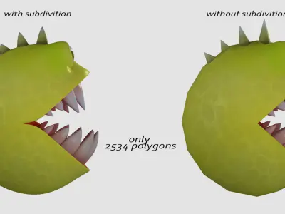 Pacman Rigged Low-poly 3D model