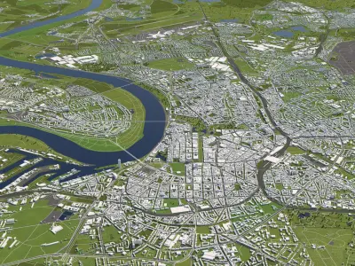 Dusseldorf Germany 50x50km 3D City Map 3D model