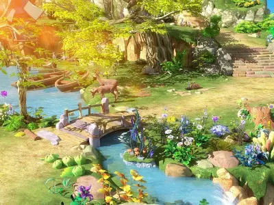 Cartoon Cliff Scene 3D model