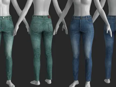 Female Jeans Low-poly 3D model