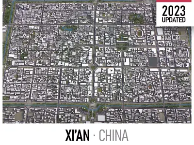 Xian - center Low-poly 3D model