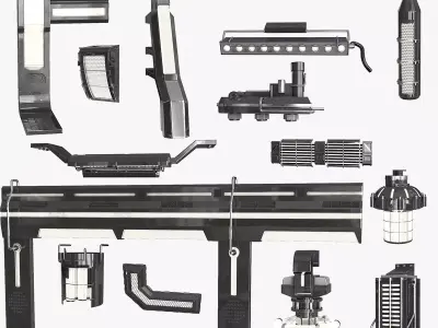 Sci Fi Industrial Futuristic Lighting Low-poly 3D model