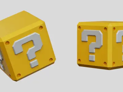 Mario Question Mark Block Cube 3D model