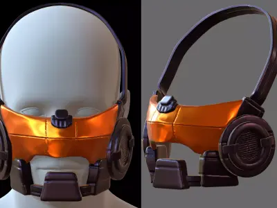 Gas mask helmet 3d model scifi Low-poly  Low-poly 3D model 316
