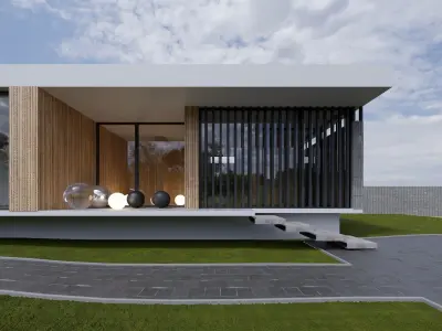 Exterior Sun with HDRI Clouds Cinema4D Corona renderer 3D model