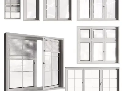  Set of plastic window Low-poly 3D model