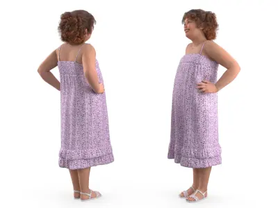  Chubby Young Girl Hands on Hips Smiling 