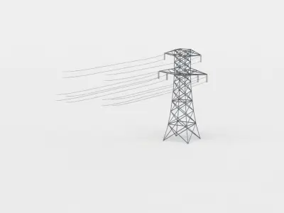 Electric pylon Low-poly 3D model