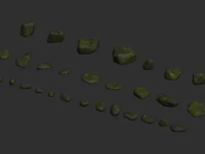 Assorted Rocks - Lichen 1 Low-poly 3D model