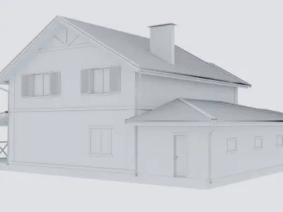 Residential house half-timbered 3D model
