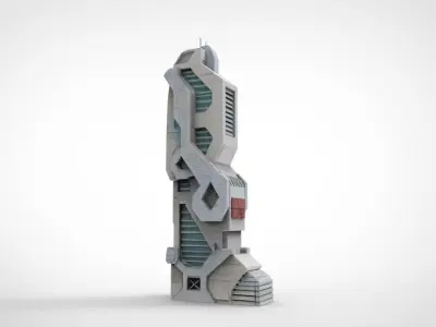 scifi millitary buildings 3D print model