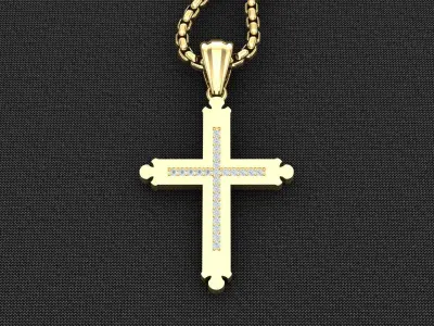 High Cross Pendant Light Gold 18K 3CP100 3D model