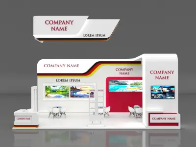 Booth Exhibition Stand Stall 6x10m Height 450 cm 3 Side Open 3D model
