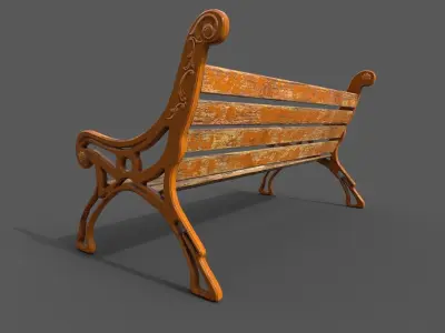 Old Street Bench Low-poly 3D model