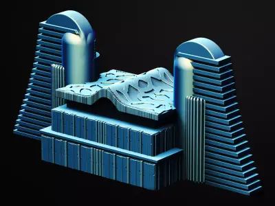 The Twin Arches Of Aeon Building Scifi 3D Printable STL File 3D print model