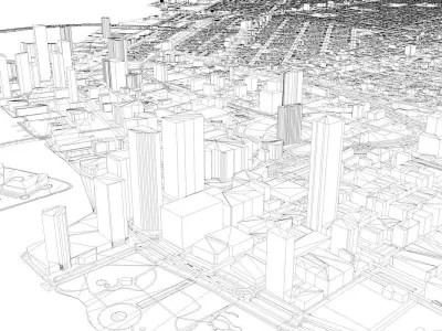 Miami City of Florida Low-poly 3D model