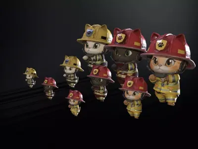 Cats8Pack2 Low-poly 3D model