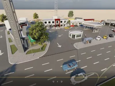 Lumion 10 Petrol station full project exterior animation 3D model