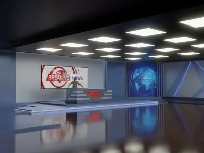 Virtual TV News Studio 3D model shop