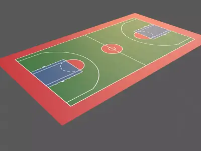 PBR Basketball Court Floor Low-poly 3D model