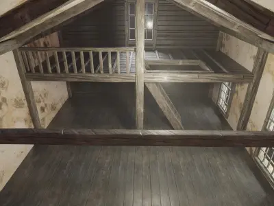 Triangular Wooden Modern House 3D model