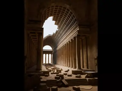 Ancient Vaulted Gallery Monumental Stone Ruins 3D model