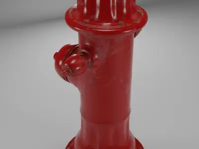 Realistic PBR Fire hydrant Traditional Red  Low-poly 3D model