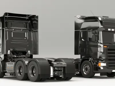 Truck rig with dump semi-trailer for Cinema 4D 3D model