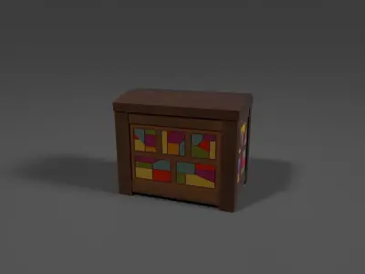 Stylized Mosaic furniture set Low-poly 3D model