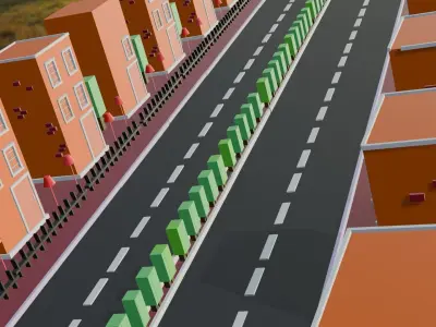 3d Town Model For 3d Cartoon Animation Low-poly 3D model