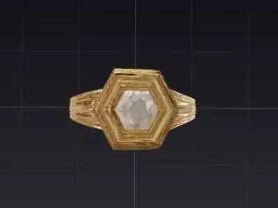 Hexa Lux Minimal Gold Ring with Diamond Cut 3D print model
