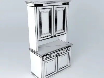 Sideboard wooden hutch with glass doors Free 3D model