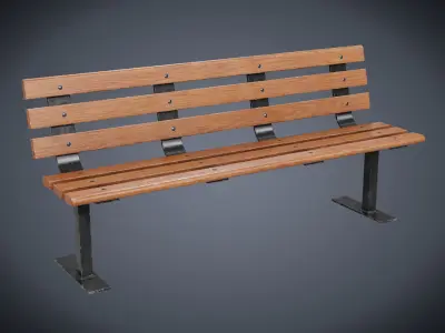 Street bench  Low-poly 3D model
