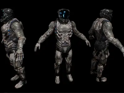 cyborg soldier v3  Low-poly 3D model