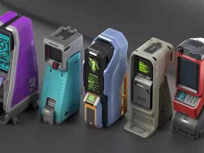 Sci-fi XConsoles Pack PBR  Low-poly 3D model