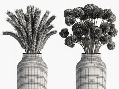 plants bouquet vase 03 3D model