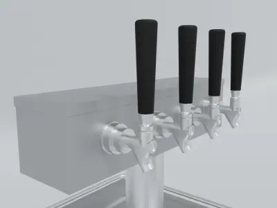 4-Tap Kegerator Beer Fridge 3D model