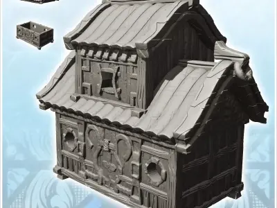 Medieval building with overhanging floor and rounded roof 8 - Me 3D print model