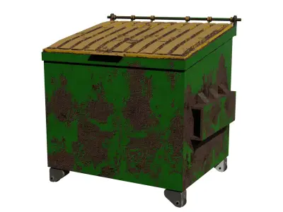 Trash container with rust Low-poly 3D model