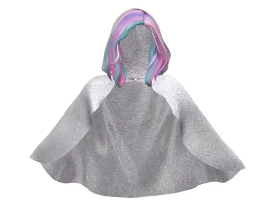 Womens Hooded Cape with Hair Low-poly 3D model